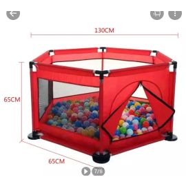 Foldable Baby Kids Playpen Activity Center Room Fitted Floor Baby Kids Safety Protection Care Playpen Tent Crawling Game Folding Fence Toys Red