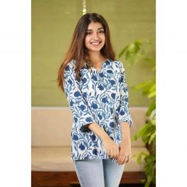 Cotton Hand Block Printed Short Kurti Kurta Shirt Top For Women