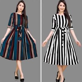 new trendy women wear kurtis black & white patta + blue red patta