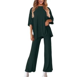 TYSORT Women's Summer Outfits Casual Oversized Pullover Tops and Baggy Pants co rds Sets Tracksuits.