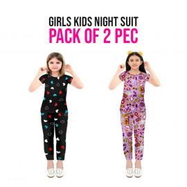 GIRLS PRINTED NIGHT SUIT PACK OF 2 PCS