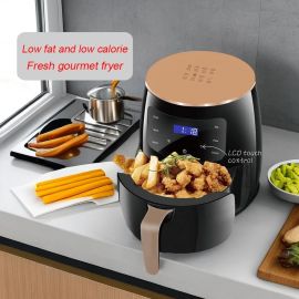 Air Fryer with LCD Touch Screen and Defrosting Function, Stainless Steel, Black